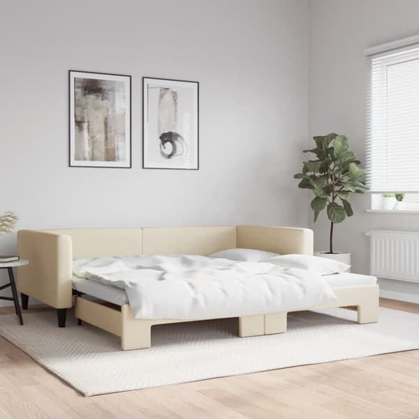 Dagbädd utdragbar gräddvit 100x200 cm tyg