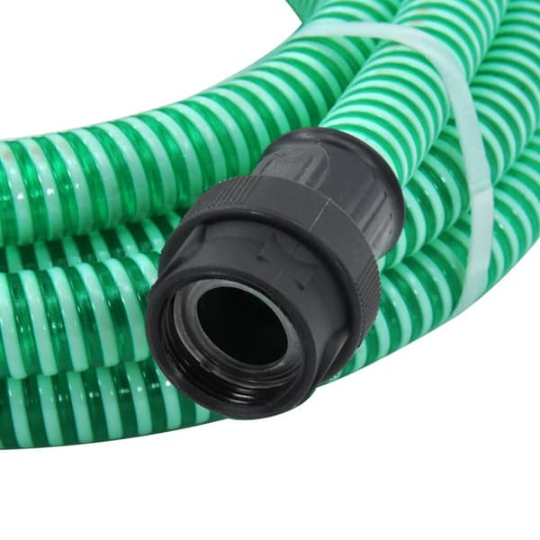 Sugslang med kopplingar mässing grön 1" 7 m PVC
