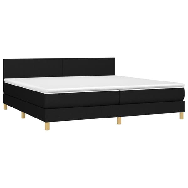 Ramsäng med madrass & LED svart 200x200 cm tyg