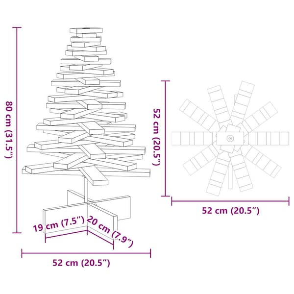 Julgran trä vit 80 cm massiv furu