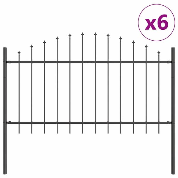 Trädgårdsstängsel 6 pcs Grå 170 x 140 cm Pulverlackerat stål
