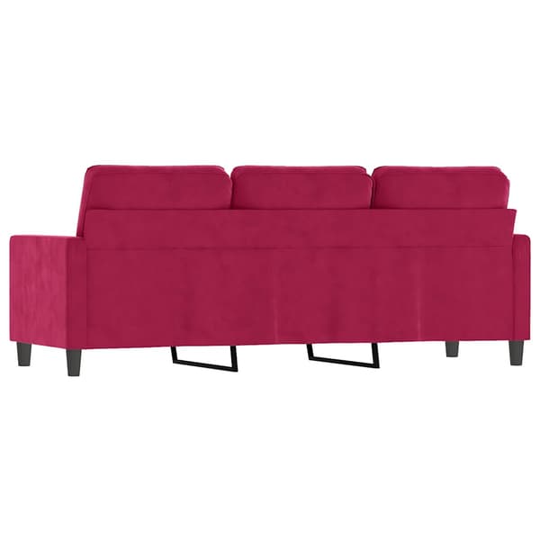 3-sitssoffa vinröd 180 cm sammet