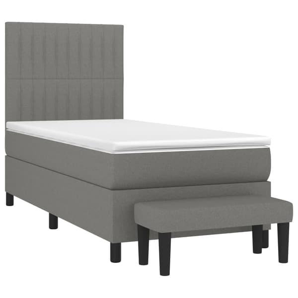 Ramsäng med madrass mörkgrå 90x200 cm tyg