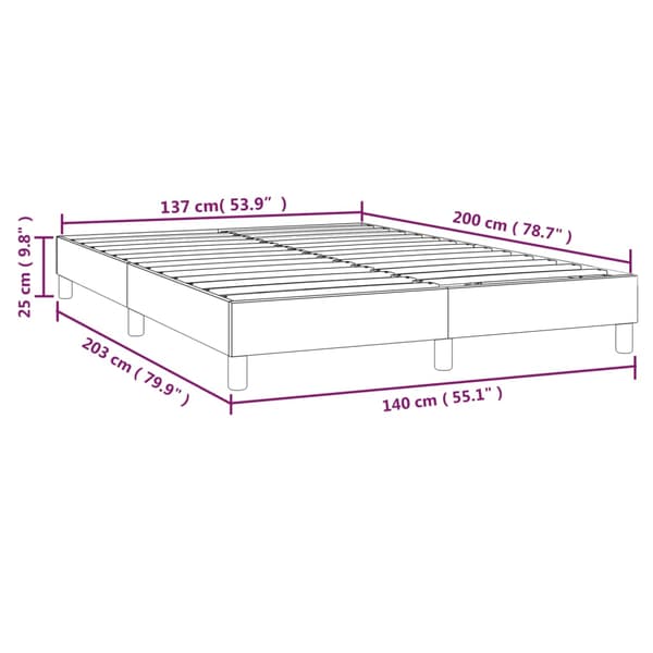 Boxspring-sängram mörkbrun 140x200 cm tyg