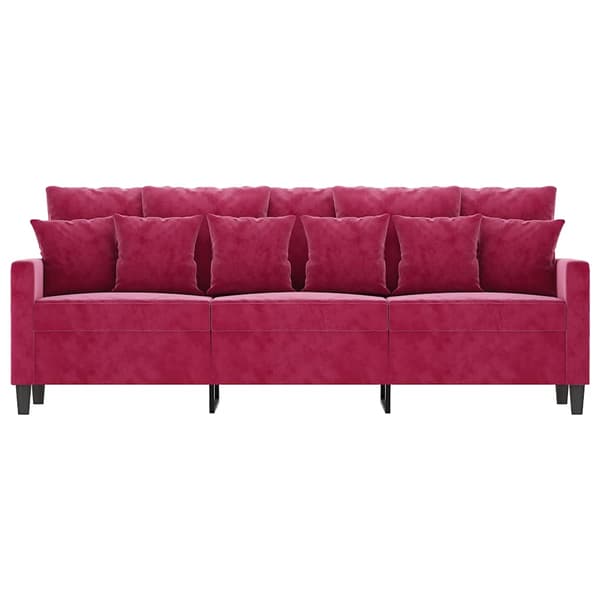 3-sitssoffa vinröd 180 cm sammet