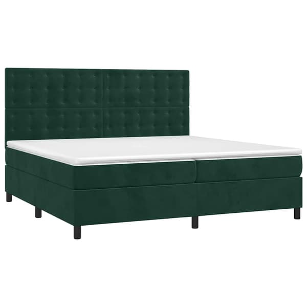 Ramsäng med madrass mörkgrön 200x200 cm sammet