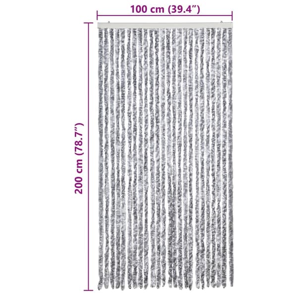 Insektsgardin vit och grå 100x200 cm chenille