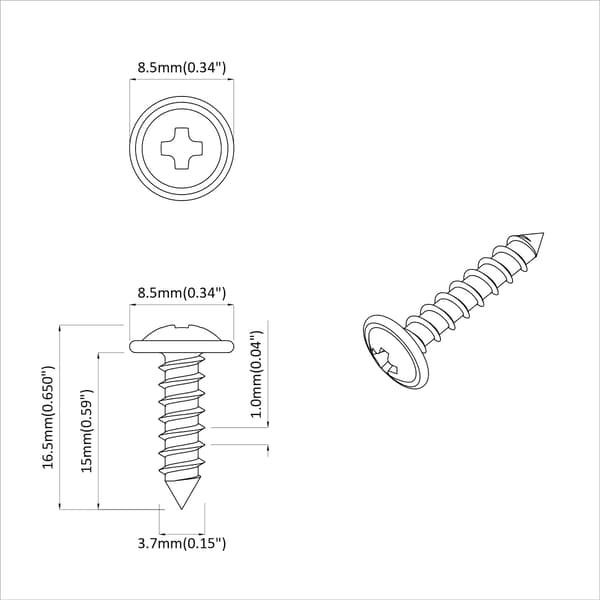 Skruv 2 pcs Silver M4 x 16 mm Stål