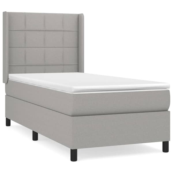 Ramsäng med madrass ljusgrå 100x200 cm tyg