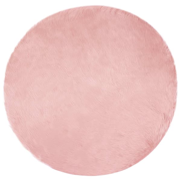 Fuskfäll matta TAFALLA Rosa Ø 100 cm Polyester