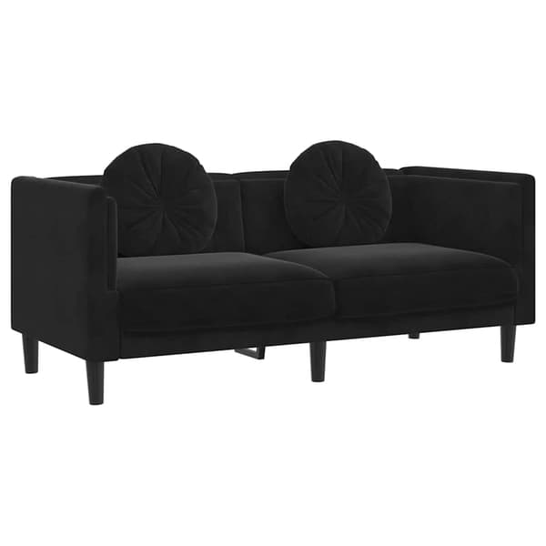 Soffa med kuddar 2-sits svart sammet