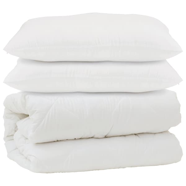 Duntäcke med kudde 3 pcs Vit Mikrofiber