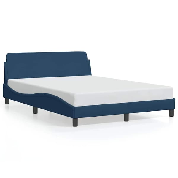 Bed Frame with Headboard "Dover" Blue 140x190 cm Fabric