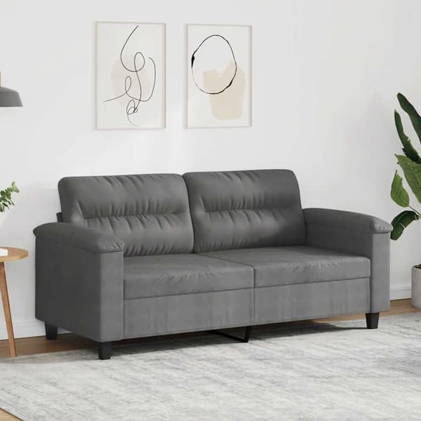 2-sitssoffa mörkgrå 140 cm mikrofibertyg