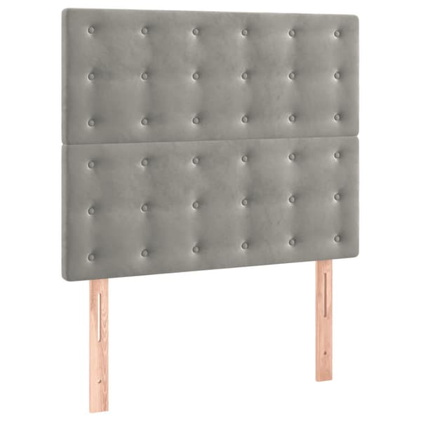 Ramsäng med madrass ljusgrå 90x200 cm sammet