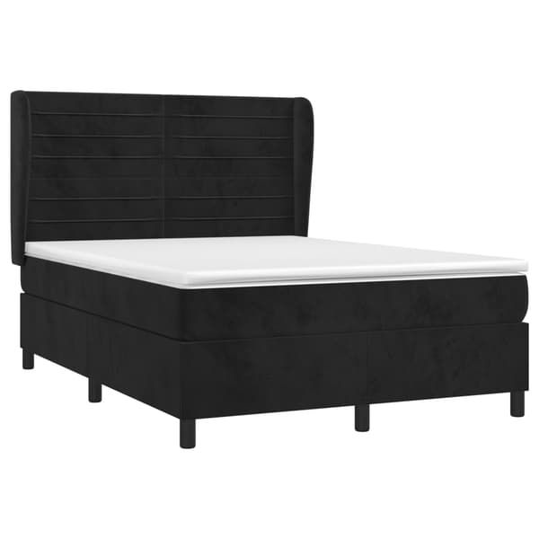 Ramsäng med madrass svart 140x190 cm sammet
