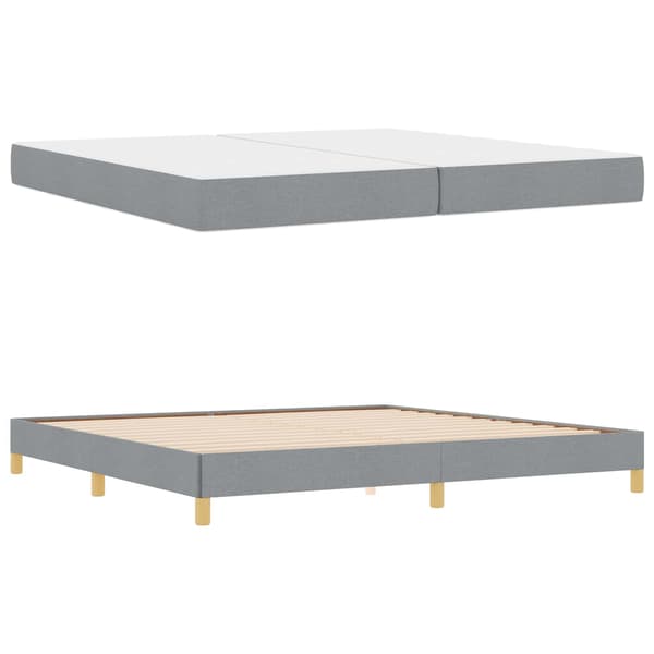 Bäddfjäder med madrass Ljusgrå 200 x 200 cm tyg