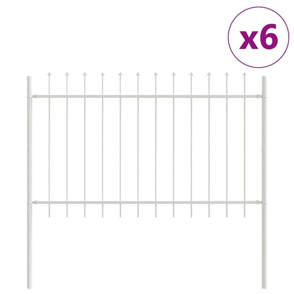 Trädgårdsstängsel 6 pcs Vit 10,2 x 1 m Pulverlackerad stål