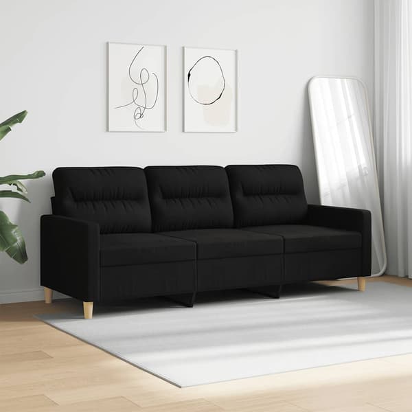 3-sitssoffa svart 180 cm tyg
