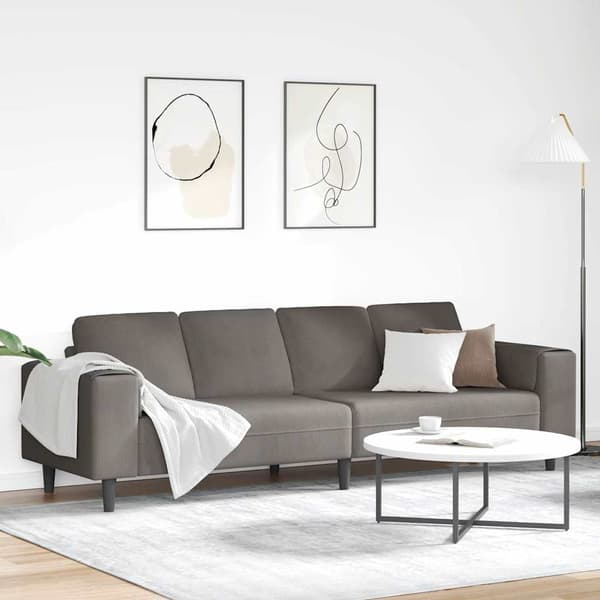 Soffa Ljusgrå 250 x 77 x 76 cm Kordread tyg