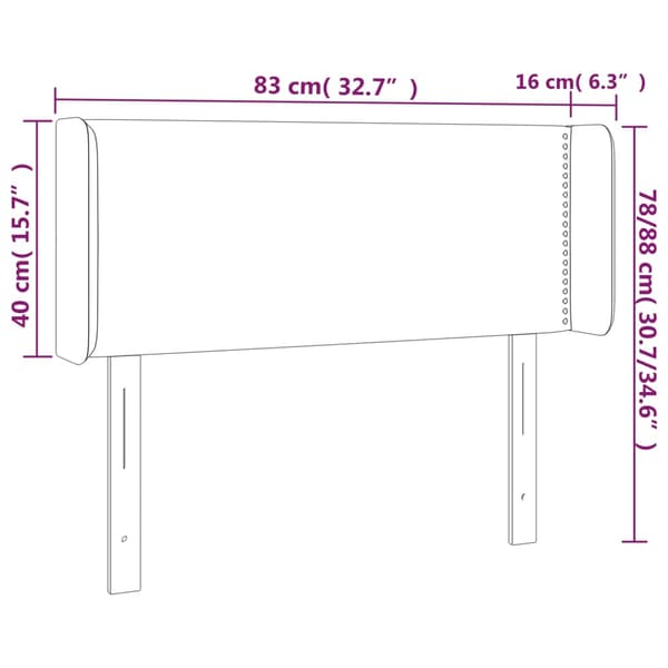 Sänggavel LED grå 83x16x78/88 cm konstläder