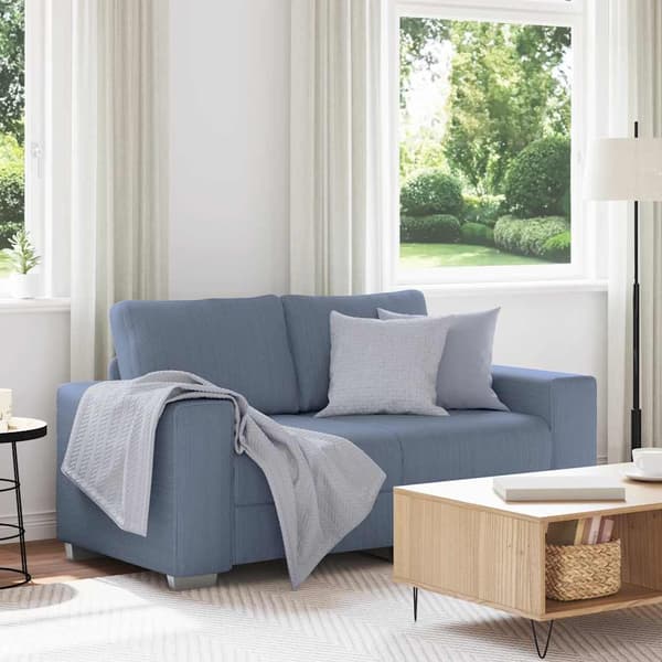 Loveseat soffa blå 160x77x82 cm manchestertyg