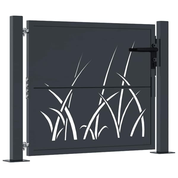 Trädgårdsgrind antracit 100x75 cm stål gräsdesign