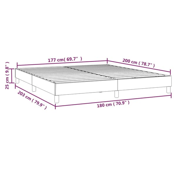 Boxspring-sängram gräddvit 180x200 cm tyg