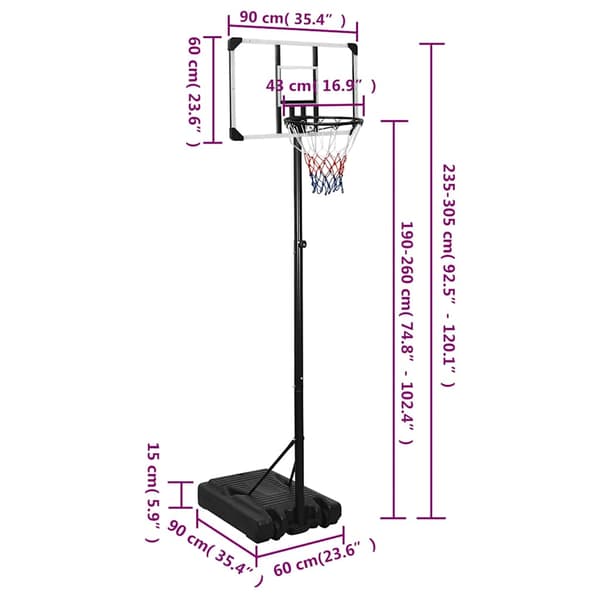 Basketkorg transparent 235-305 cm polykarbonat