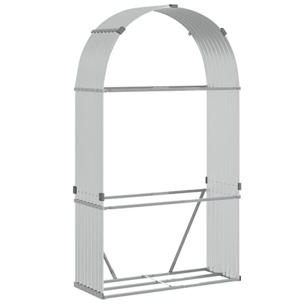 Vedställ silver 120x45x210 cm galvaniserat stål