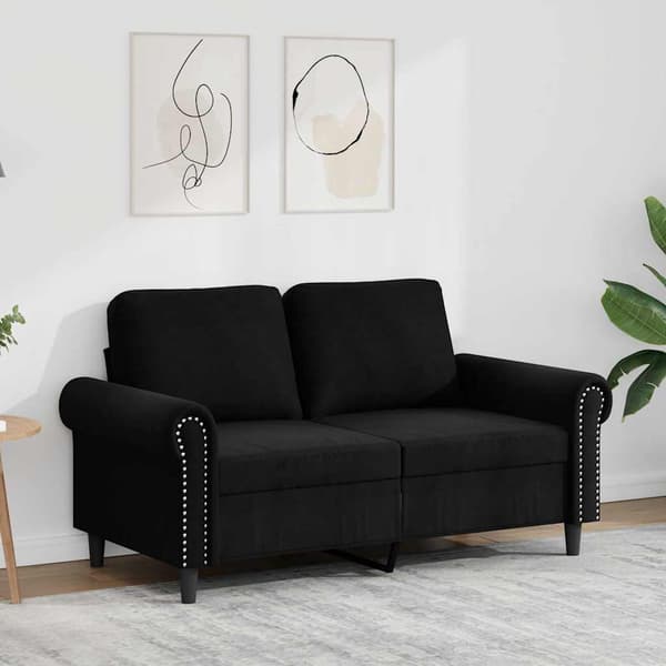 2-sitssoffa ljusgrå Svart 120 cm sammet