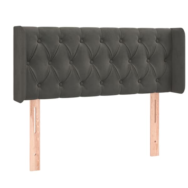 Sänggavel LED mörkgrå 103x16x78/88 cm sammet