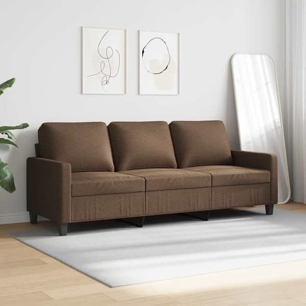 3-sitssoffa brun 180 cm tyg
