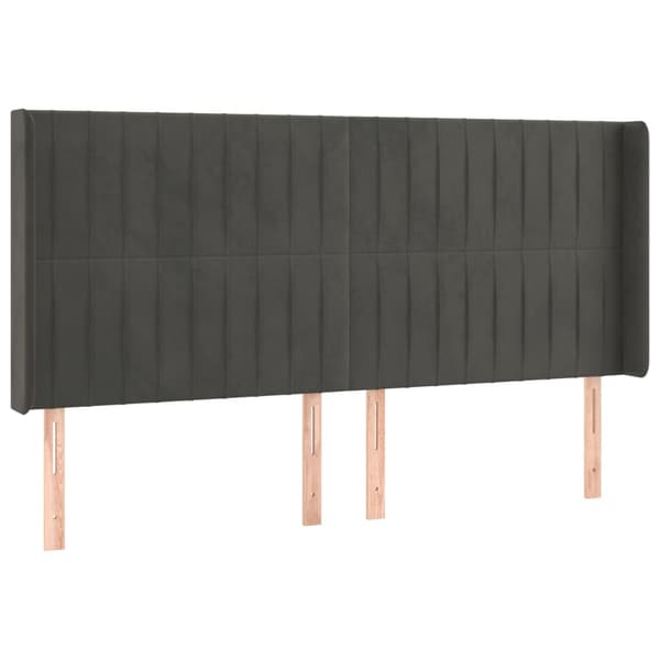 Sänggavel LED mörkgrå 203x16x118/128 cm sammet