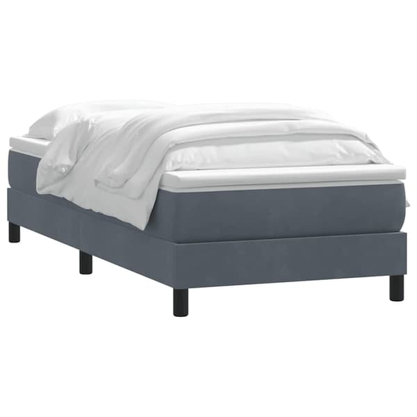 Ramsäng med madrass mörkgrå 80x220 cm sammet