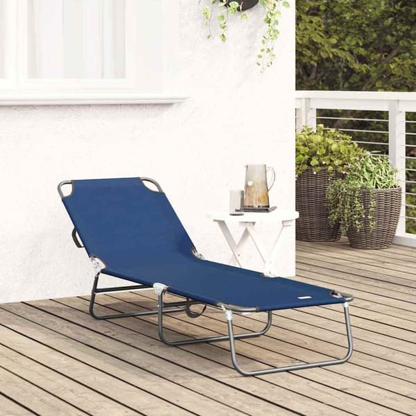 Hopfällbar solstol Blå 188 x 57 x 86,5 cm Polyester
