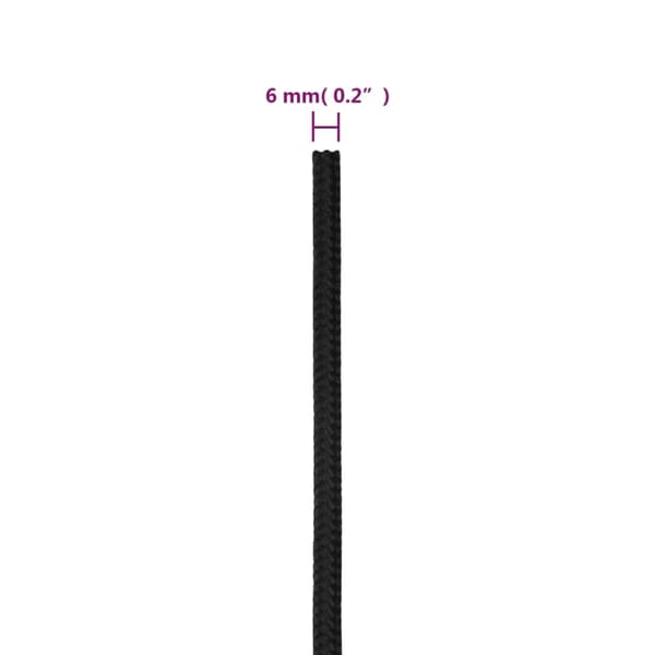 Båtlina helsvart 6 mm 250 m polypropen