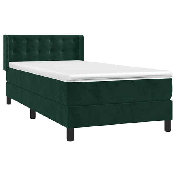 Ramsäng med madrass mörkgrön 100x200 cm sammet