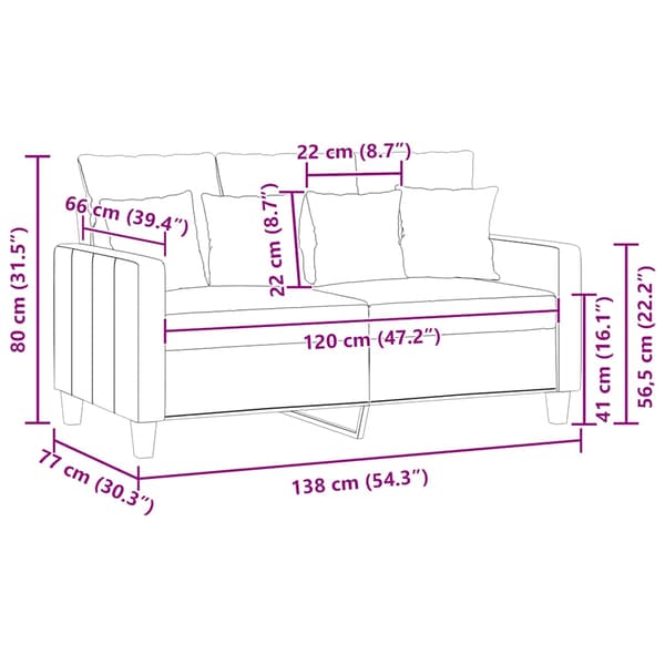 2-sitssoffa ljusggul 120 cm tyg