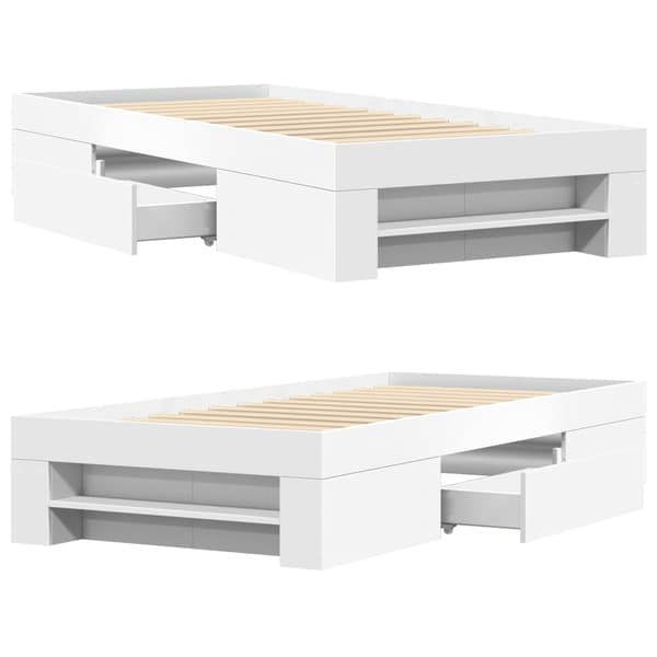 Sängram vit 90x200 cm konstruerat trä