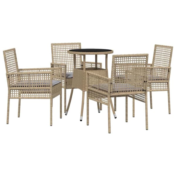 Trädgårdsmöbelset 5 pcs Beige konstrotting