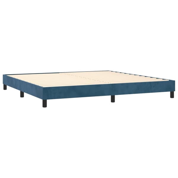 Ramsäng med madrass mörkblå 200x200 cm sammet