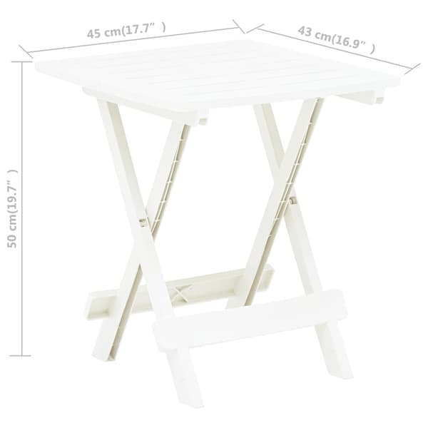 Hopfällbart trädgårdsbord vit 45x43x50 cm plast