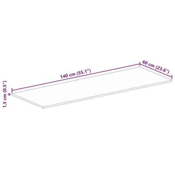 Bordsskiva 140x60x1,5 cm rektangulär massivt återvunnet trä