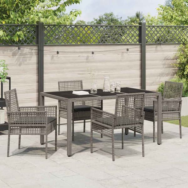 Trädgårdsmöbelset 5 pcs Grå konstrotting