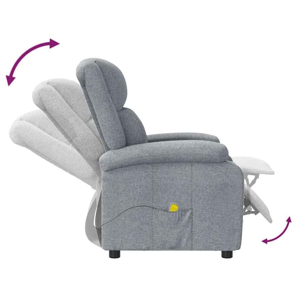 Massagefåtölj ljusgrå tyg