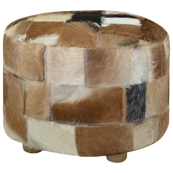 Puff getskinnsläder runt 50x50x45 cm