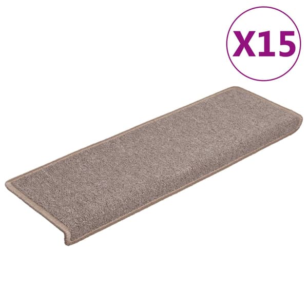 Trappmattor 15 st 65x21x4 cm ljusbruna rektangulära kanter