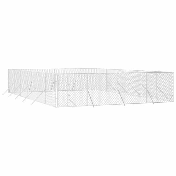 Hundgård för utomhusbruk silver 8x12x2 m galvaniserat stål