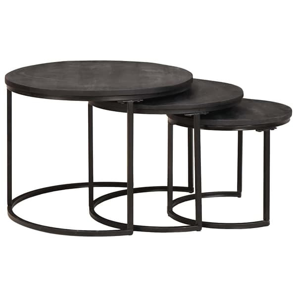 Nesting Kaffe Bord 3 pcs Svart Massivt Mangoträ och stål